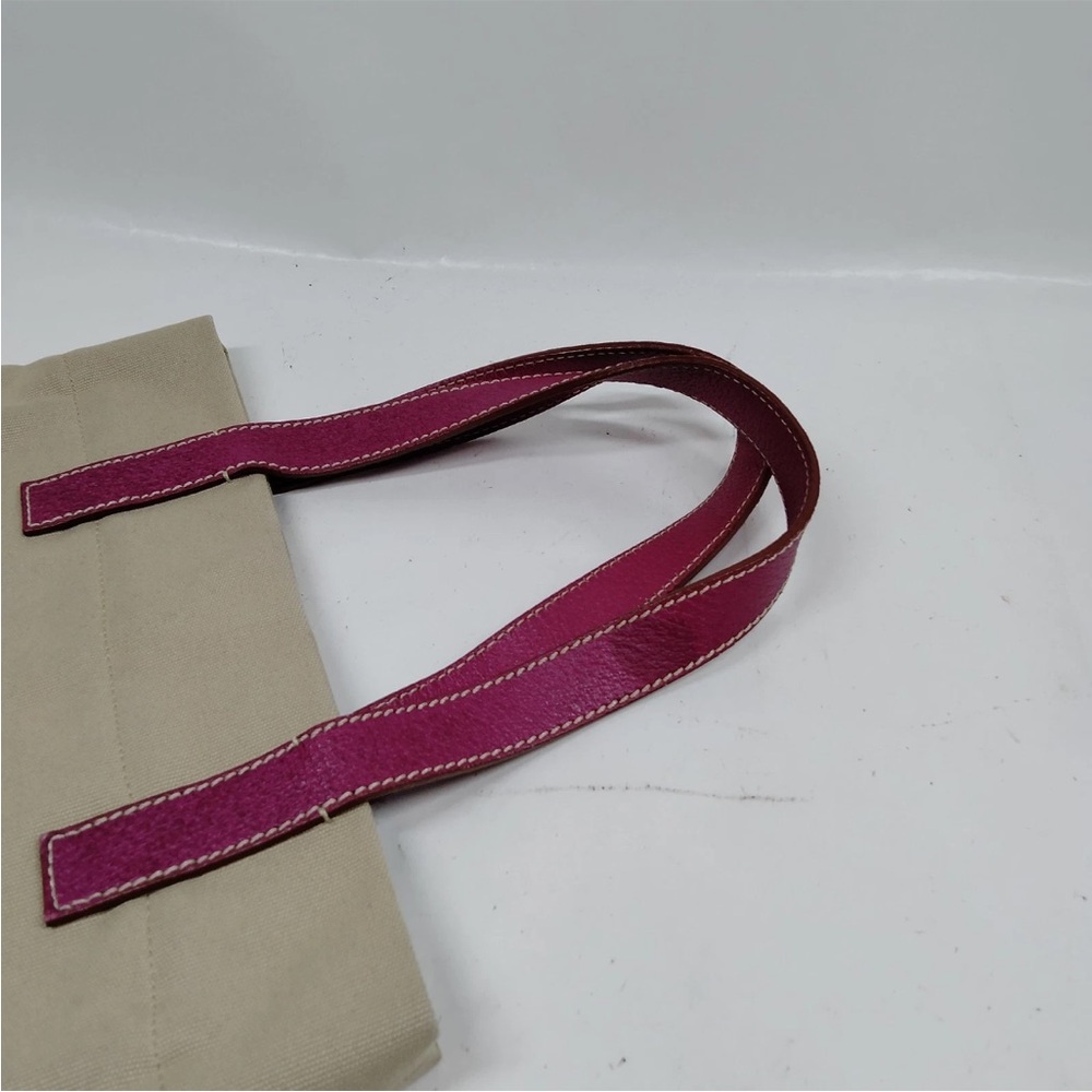 Prada Beige Canvas Tote with Pink Leather Handles and Accents - Picture 4 of 16